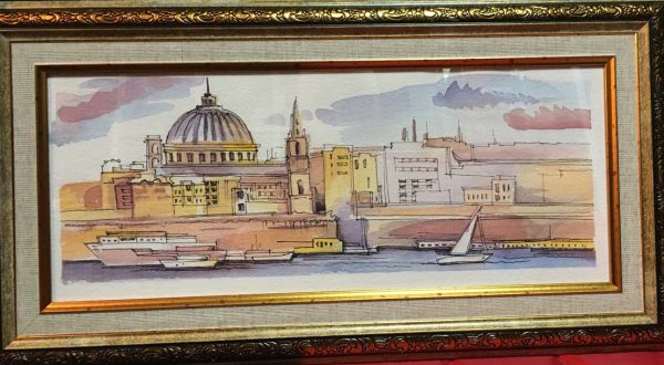 Картина "Городской пейзаж на Мальте"